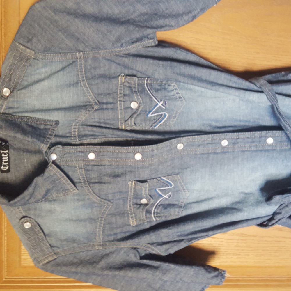 Cruel Girl denim pearl snap dress medium - Picture 6 of 10